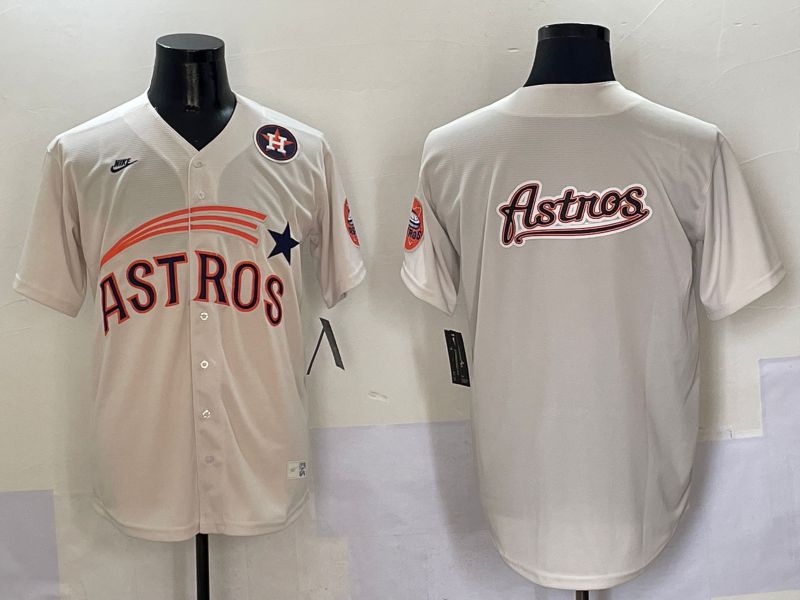 Men Houston Astros Blank Cream Five generations Joint Name 2025 Nike MLB Jersey style 19->houston astros->MLB Jersey
